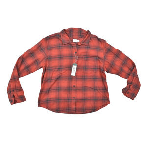 Alpine Desing Women's Button Up Top Long Sleeve Red Size L 100% Cotton NEW